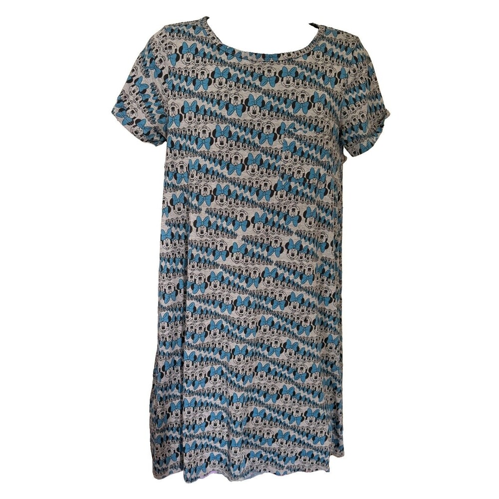 Disney x Lularoe CARLY Minnie Mouse Dress HiLo Size M Blue Gray